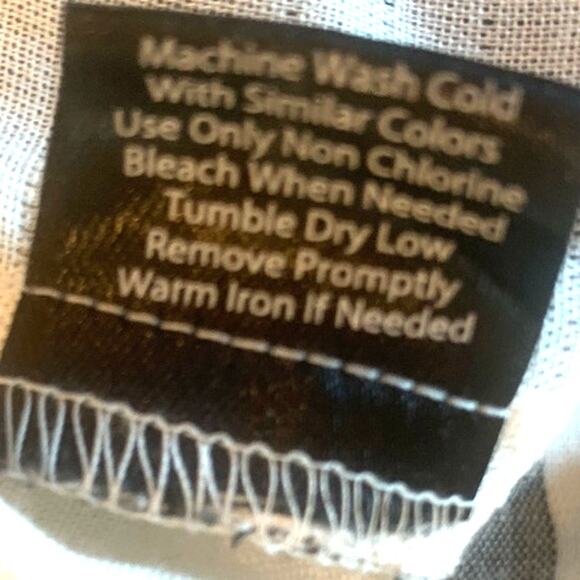 French Laundry Boyfriend Shirt 2X Gray White Stripe Button Up V Neck Lagenlook - Picture 10 of 11